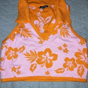 orange and pink cropped tank new without tags
